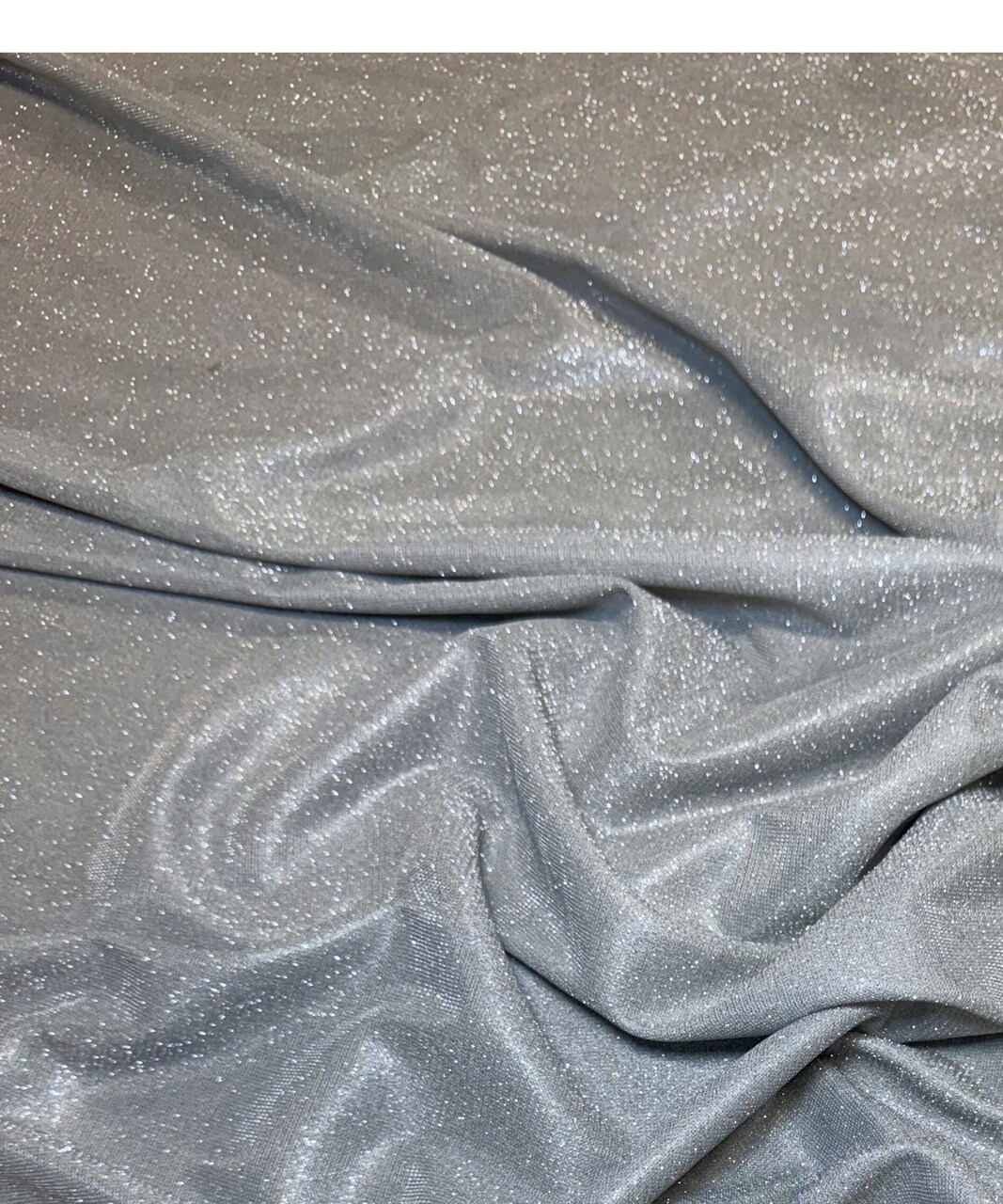 Silver Glitter Lurex Knit Fabric by the Yard, 60" Wide Sparkle Metallic Stretch Fabric for Costumes, Gowns, Dancewear